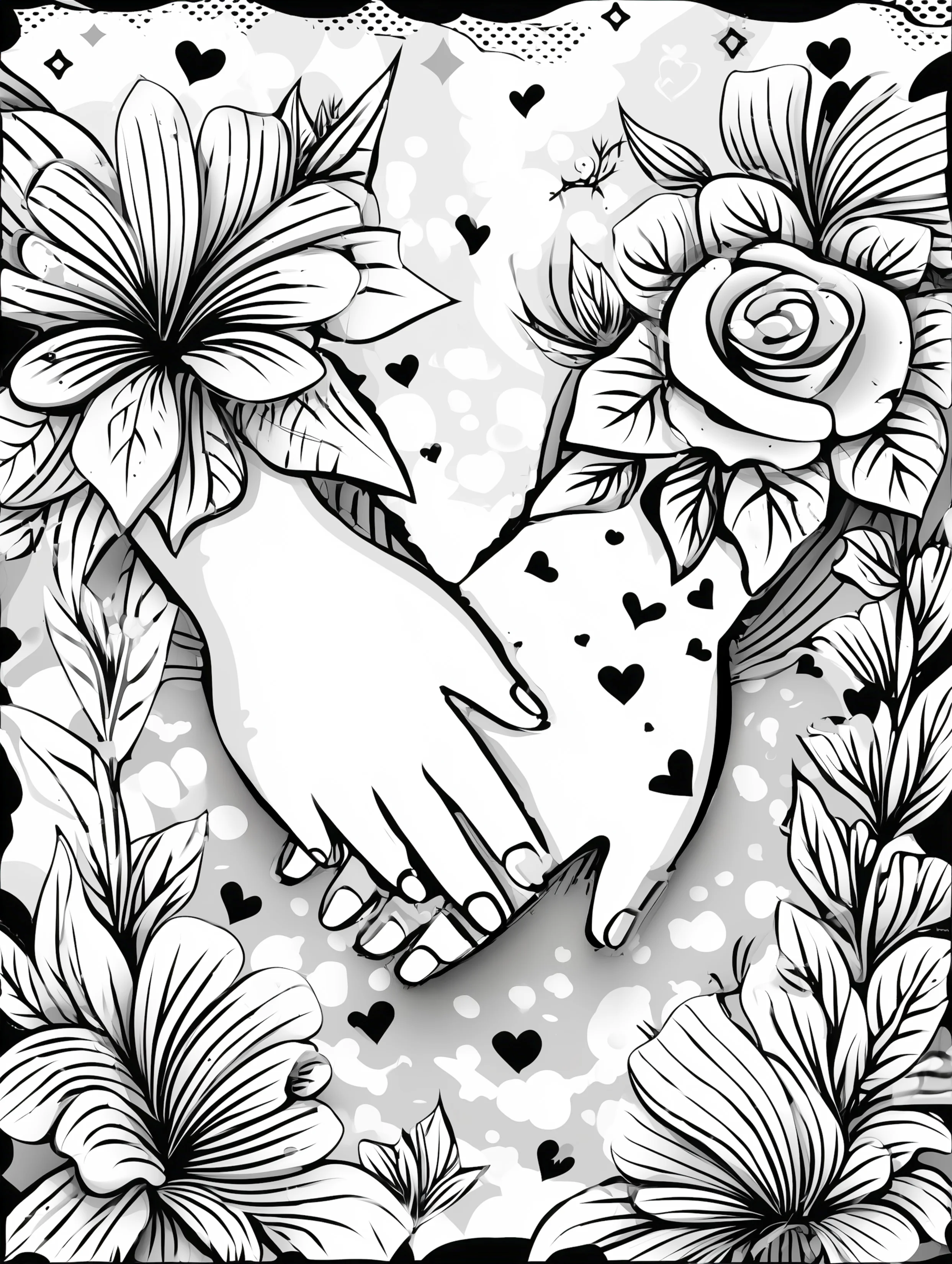 Free printable valentines coloring pages for adults featuring two hands reaching for each other